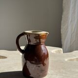 Large brown glazed stoneware jug Grès du Berry Made in France H19