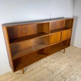 Vintage Clausen & Son teak bookcase with glass doors, Denmark 1960