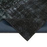Handwoven oriental overdyed 192 cm x 300 cm black patchwork carpet
