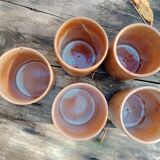 Set of 5 stoneware mugs.