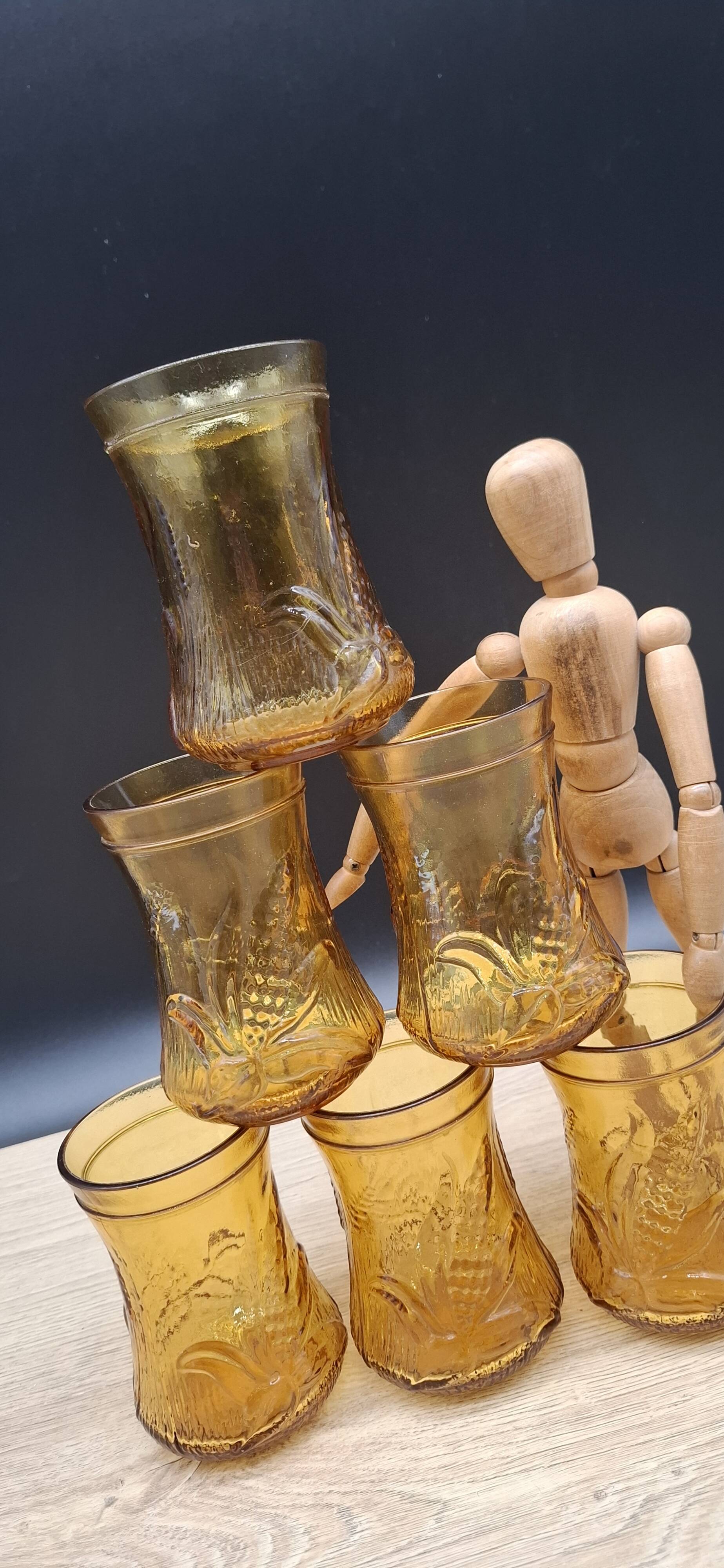 Set of 6 Italian ochre glasses