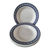 Set of 4 vintage navy blue soup plates