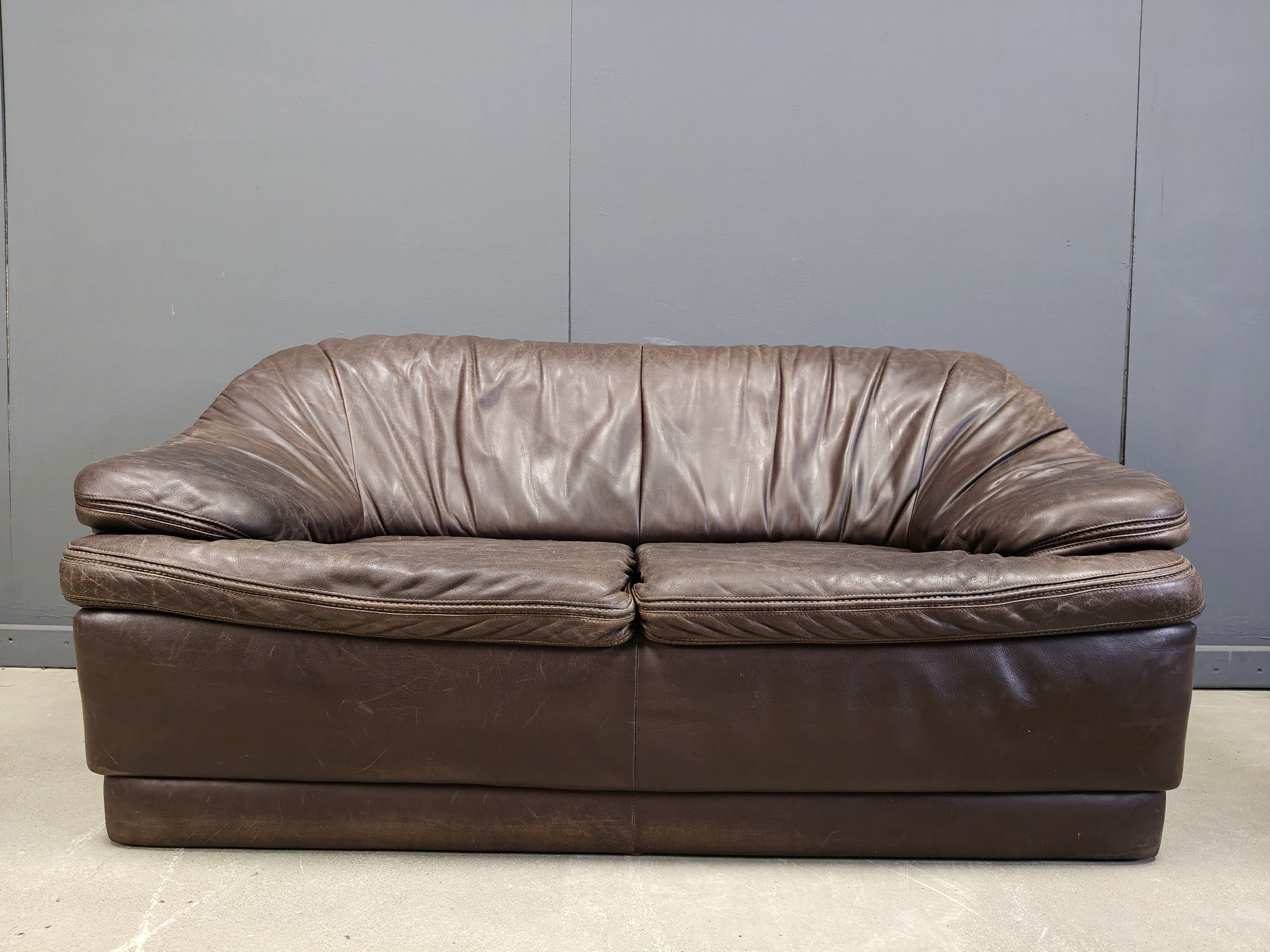 Vintage leather sofa set, 1970s
