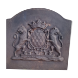 Plaque of chimney in fonte decorations with lions
