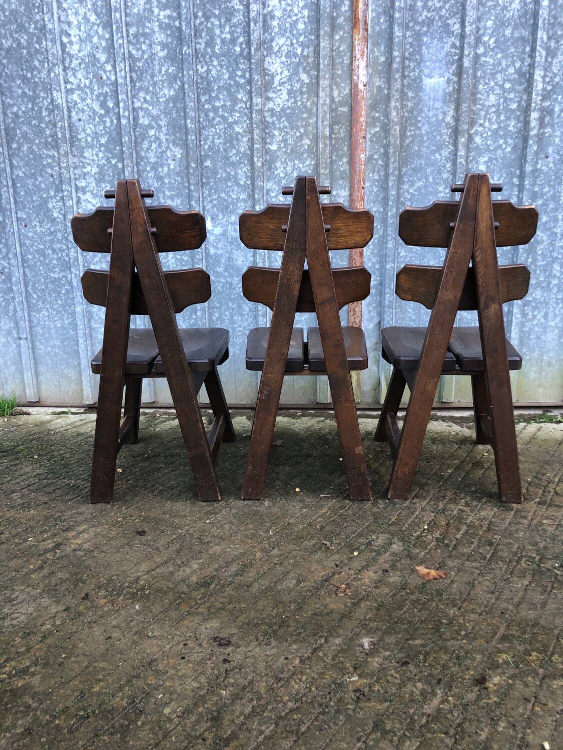 6 brutalist chairs in solid oak