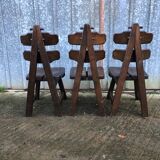 6 brutalist chairs in solid oak
