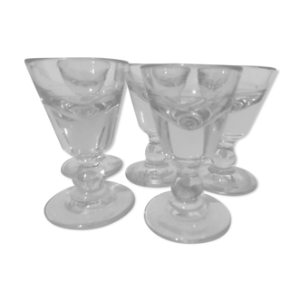 Lot de 5 verres à pieds dit verre du patron avec liseré fond épais  années 30/40