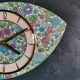 Vintage formica clock asymmetrical silent wall clock "Fleurie bleu violet"