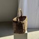 Large antique woven wicker basket with handle H45 L43 D25