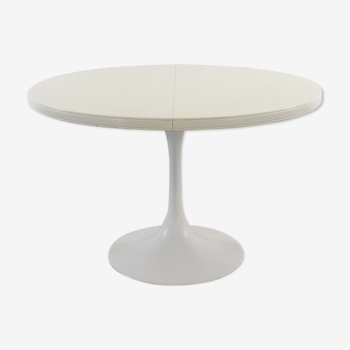 Vintage extendable round table in white 70