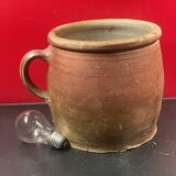 Very large stoneware grease pot Salting tub, folk art - H 20 cm