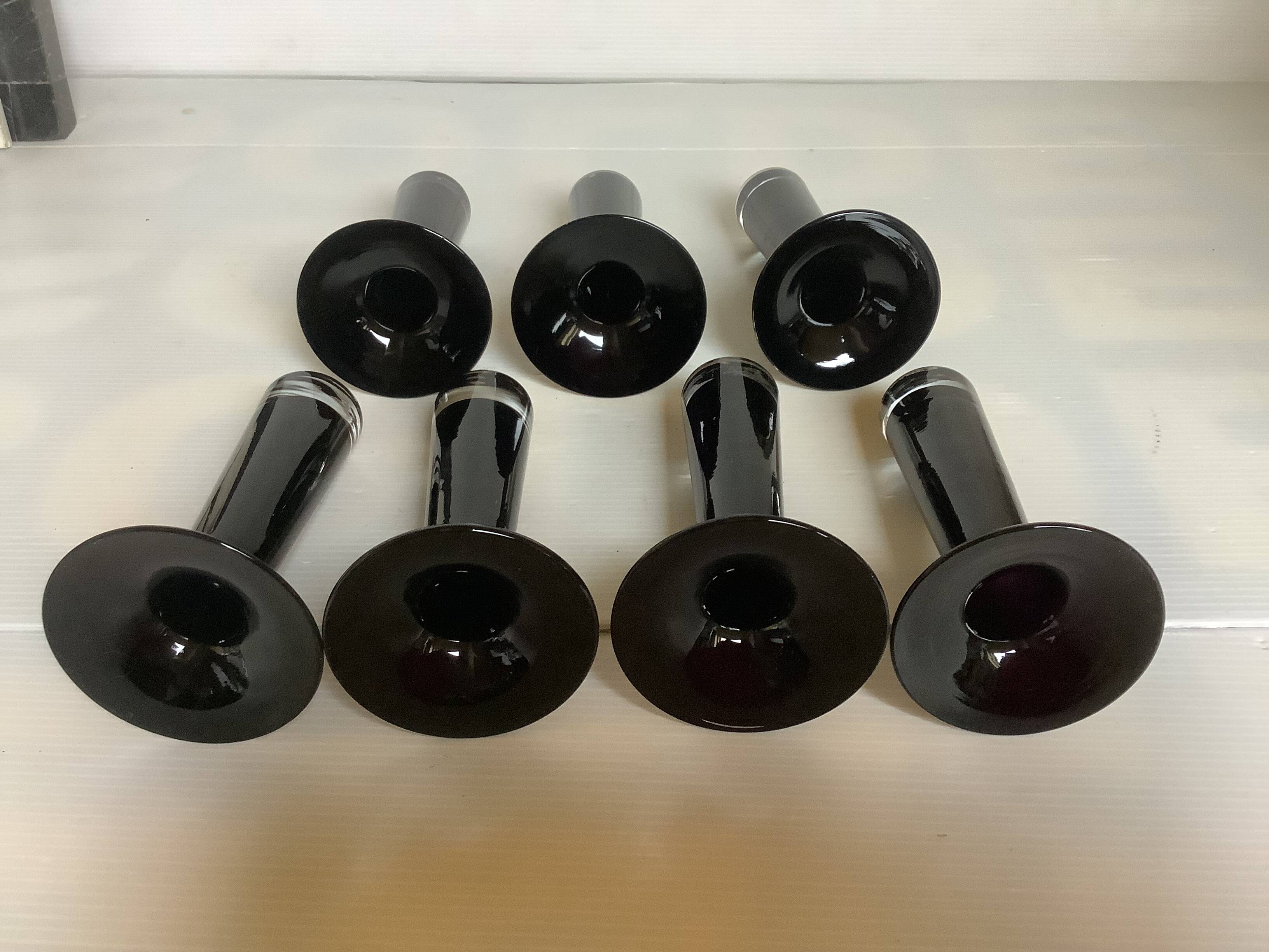 Seven glass paste candle holder vases by Maria Vinka