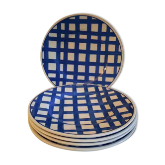 5 flat plates in English earthenware John Tams diam 22 cm