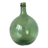 Old demijohn in green glass with ringed neck and hammered opening