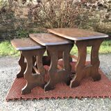 Vintage English nesting tables in elm.