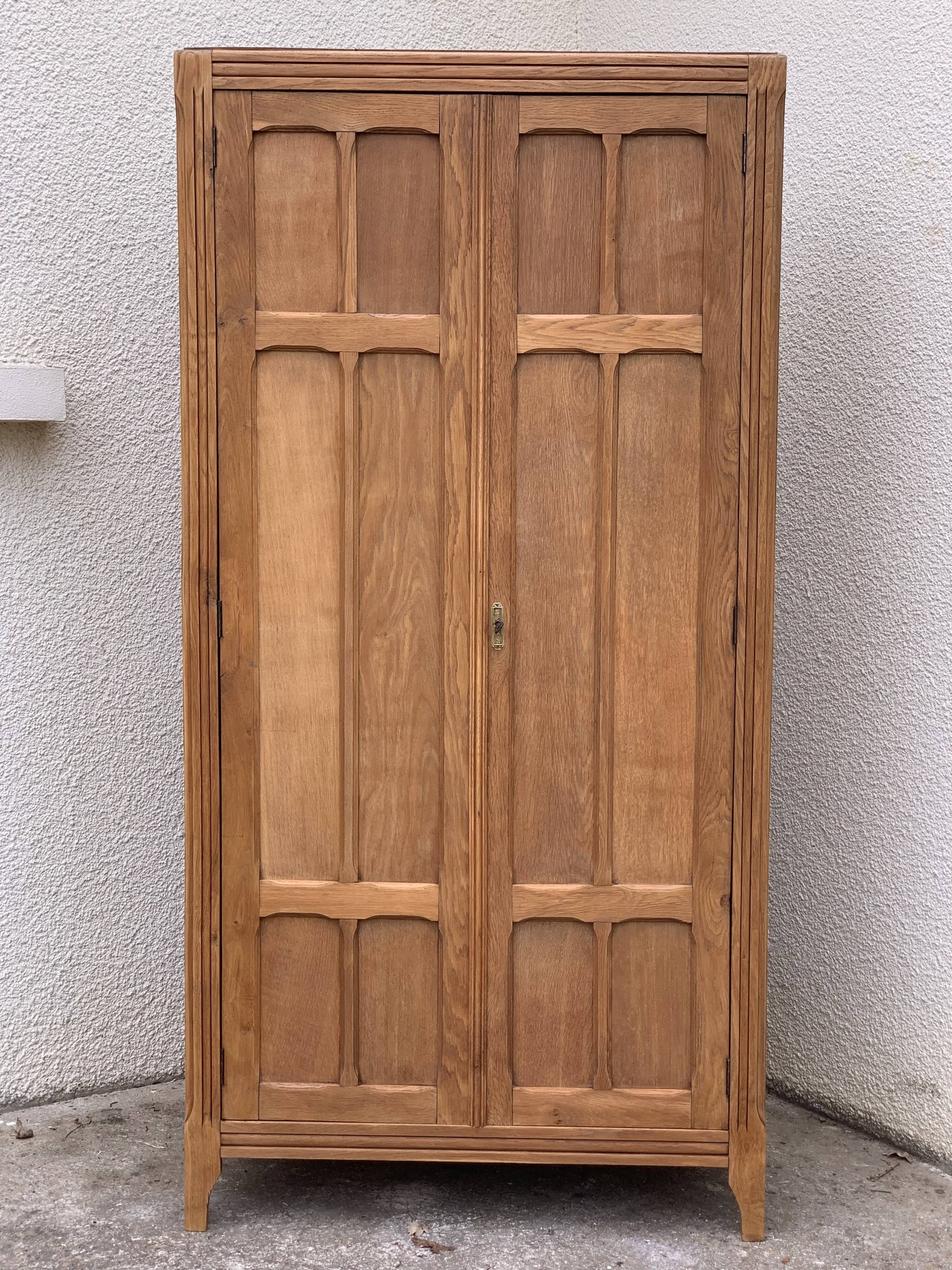 Parisian wardrobe paneled 1930 raw wood