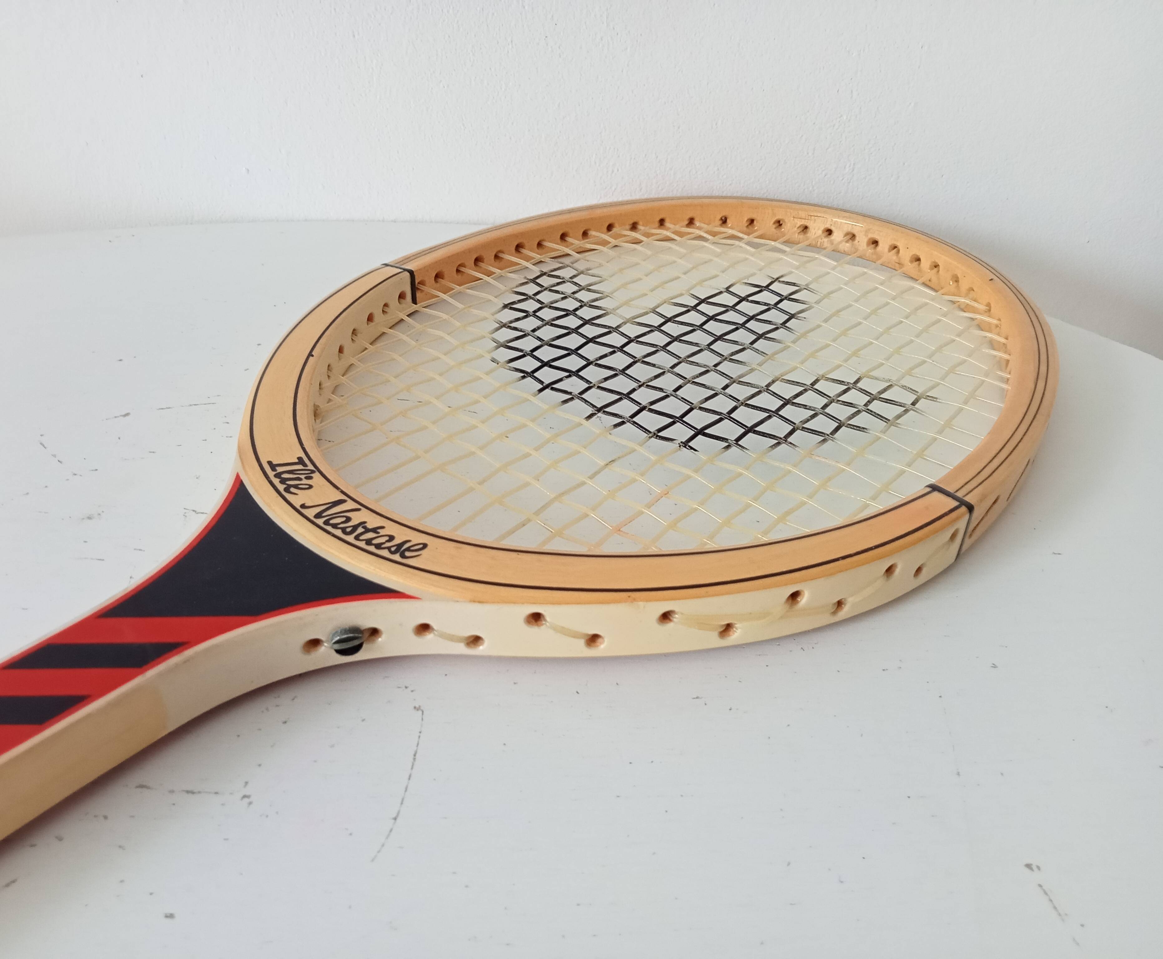 Vintage wooden tennis racket Ilie Nastase Adidas