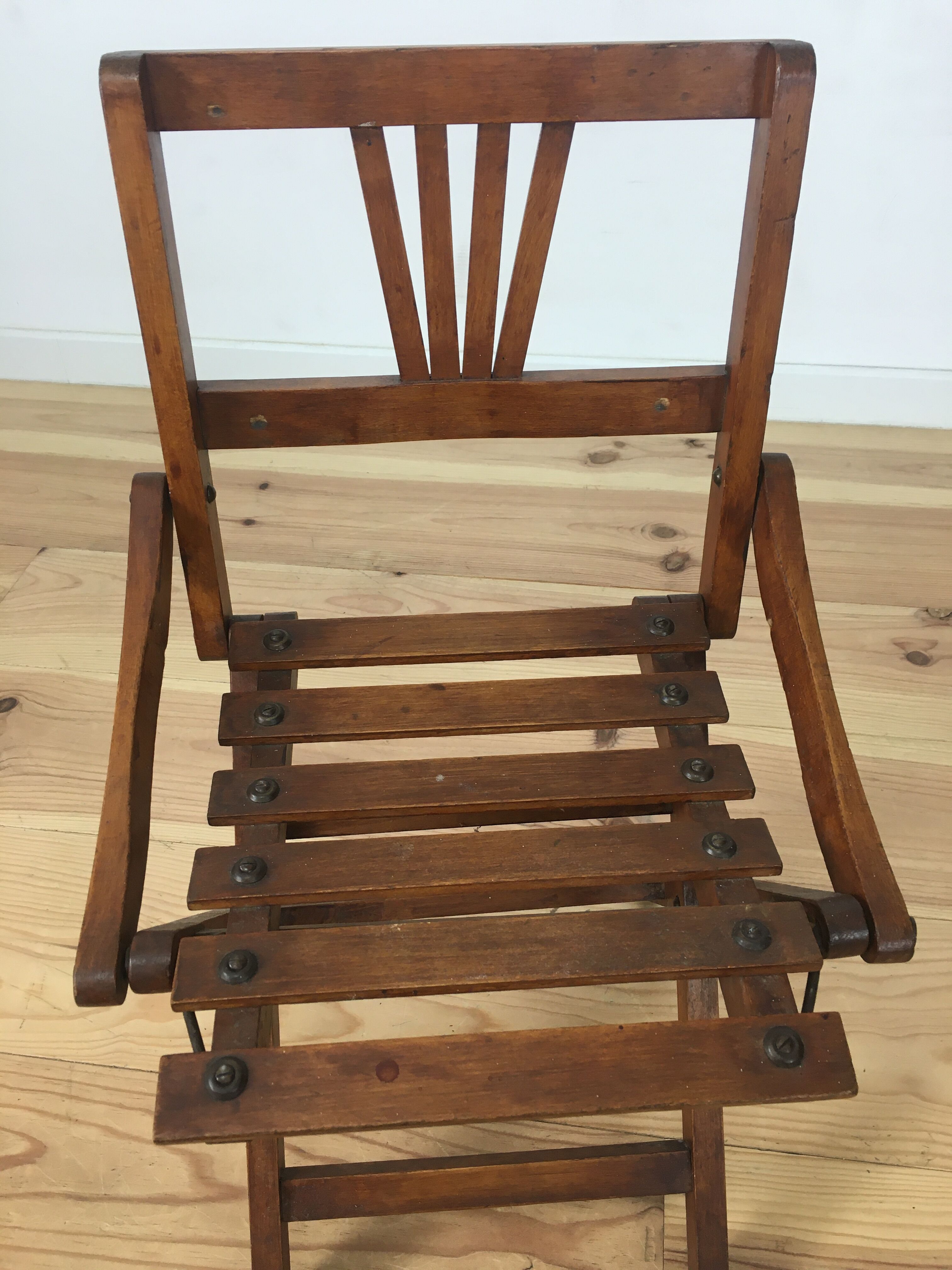 Children's folding chair in wooden slats
