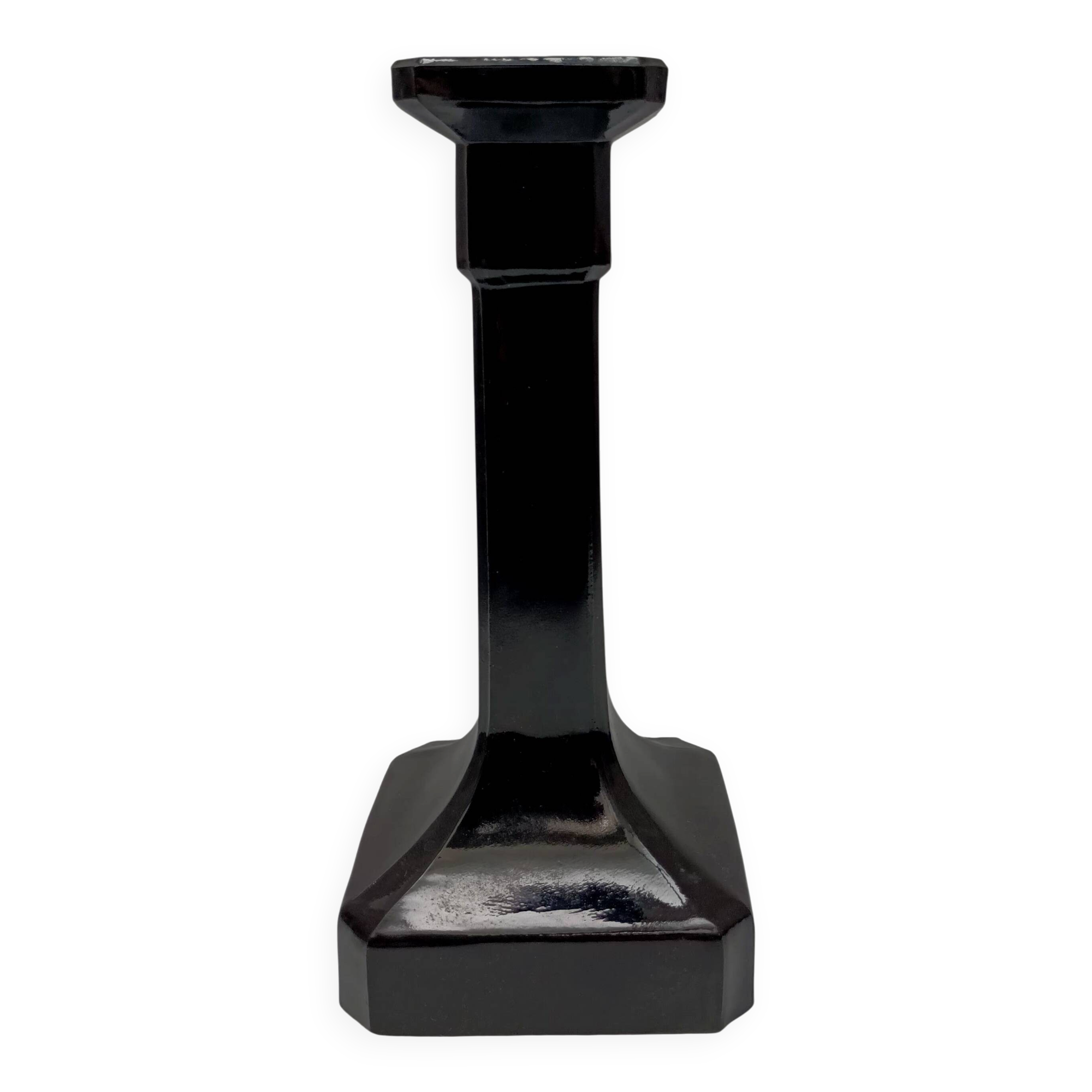 Black glass candlestick