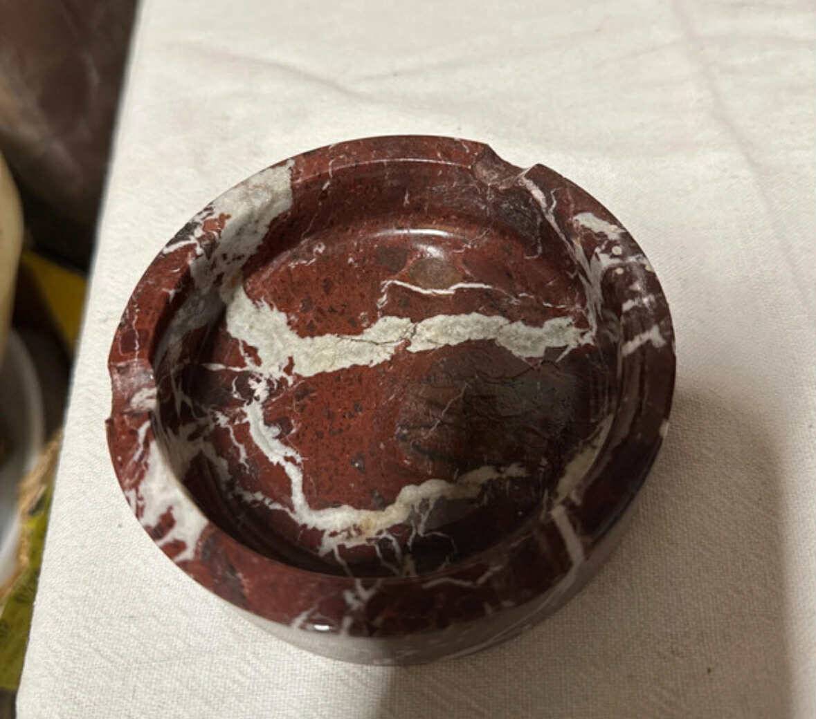 red brown marble ashtray
