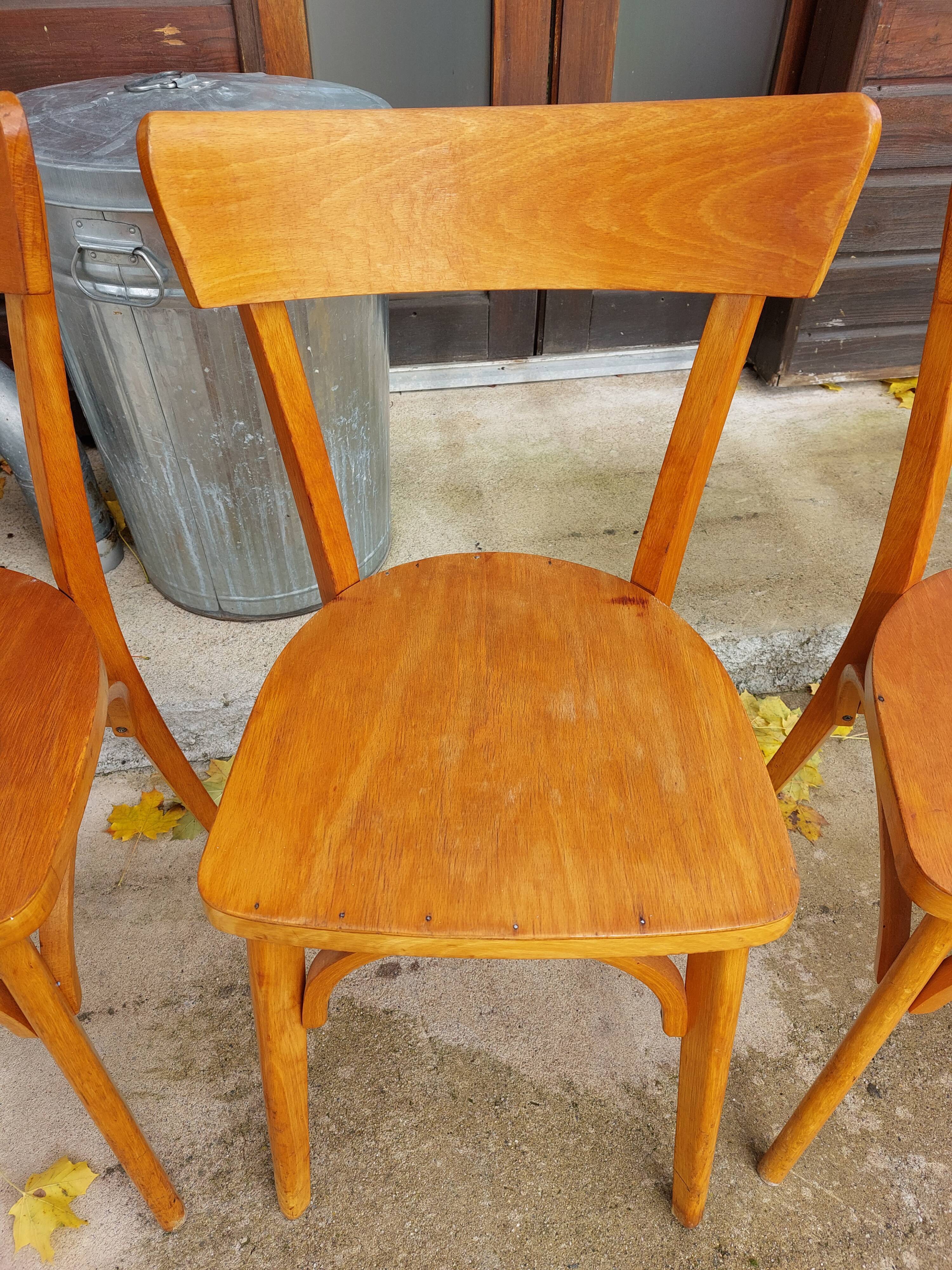 Set of bistro chairs, golden oak color