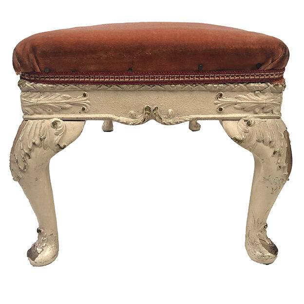 Bench in cream lacquered wood in rococo style, mid-twentieth century
