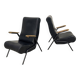 Duo de fauteuils vintage en simili-cuir noir