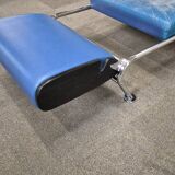 Blue leather lounge chair futuro 3 by massimo iosa ghini for moroso - italy 1980's