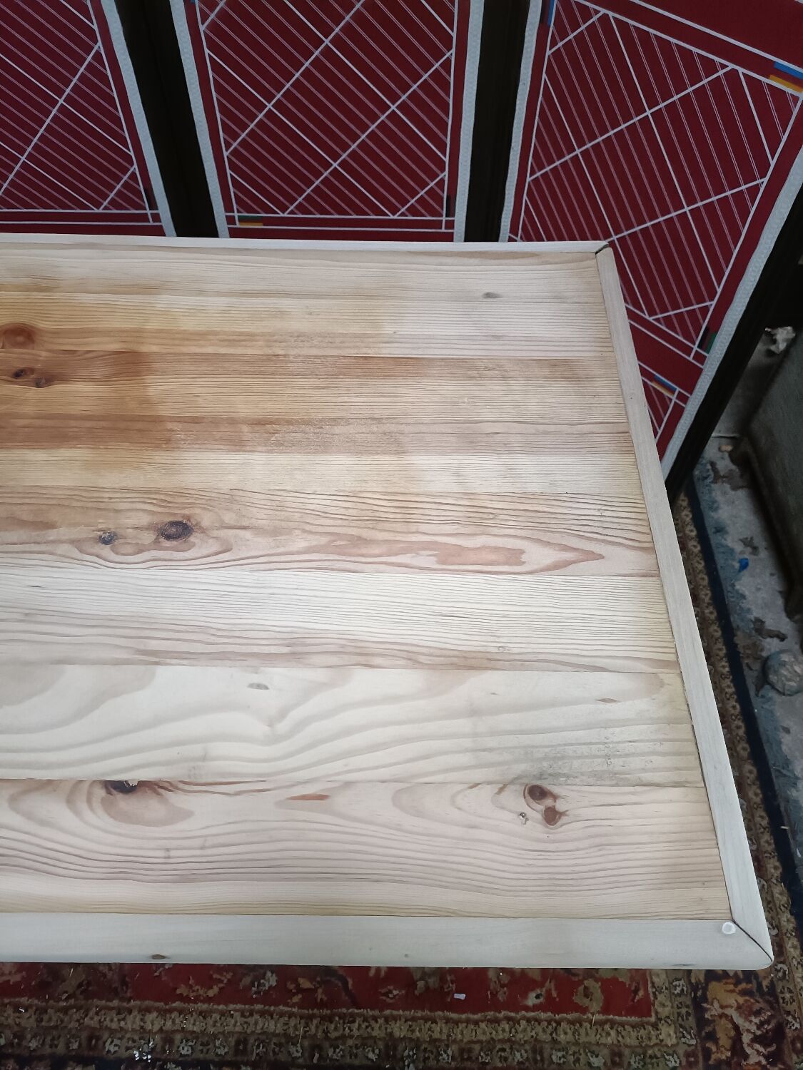 Solid pine bistro table with sanded top, 50s