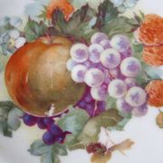 Set of 5 antique Limoges porcelain plates L.J.V with fruit decoration