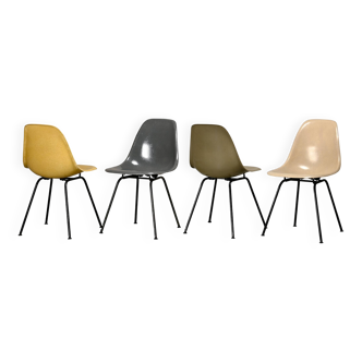Charles & Ray Eames DSX Fiberglass Side Chairs multicolor set for Herman Mi