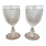 Two 19th-century moulded crystal glasses with diamond points.