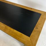 Oak farmhouse table, black top