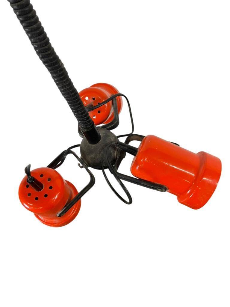 vintage orange pendant light with 3 spots