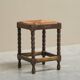 Solid oak stool, straw and brass from the 1920s.