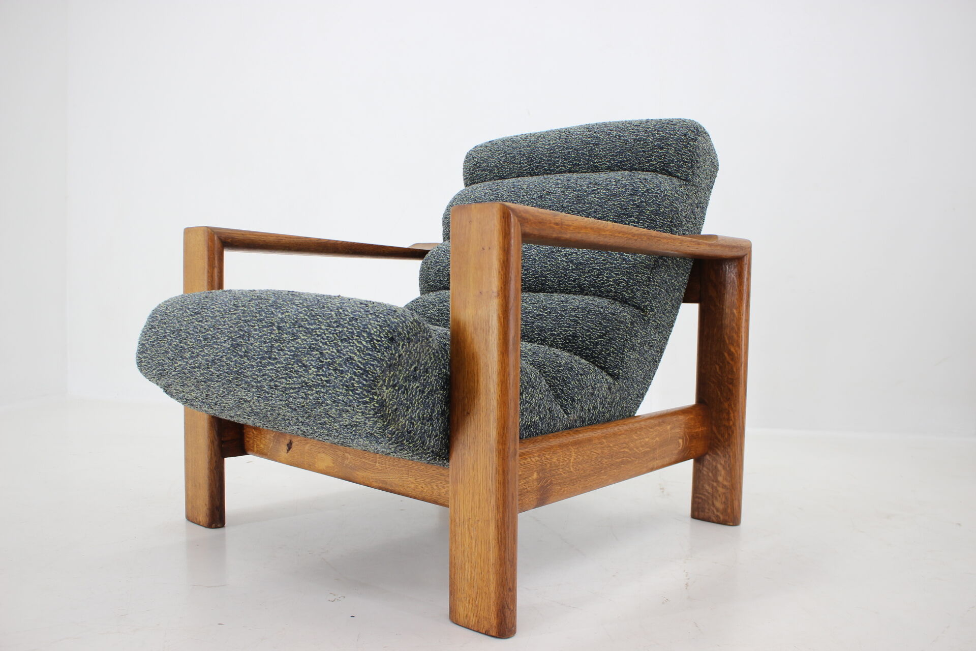 1960s pair of armchairs with stools in oak, Finland