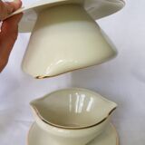 Ensemble de 2 bols à soupe / saucières à bords dorés de Bavière Allemagne avec plaque inférieure attachée