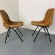 Set of 2 mid-century modernist wicker and black steel dining chairs, 1950s