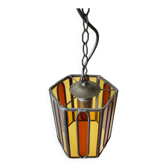 Vintage stained glass pendant light