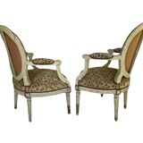 Set of medallion armchairs Louis XVI period 18th