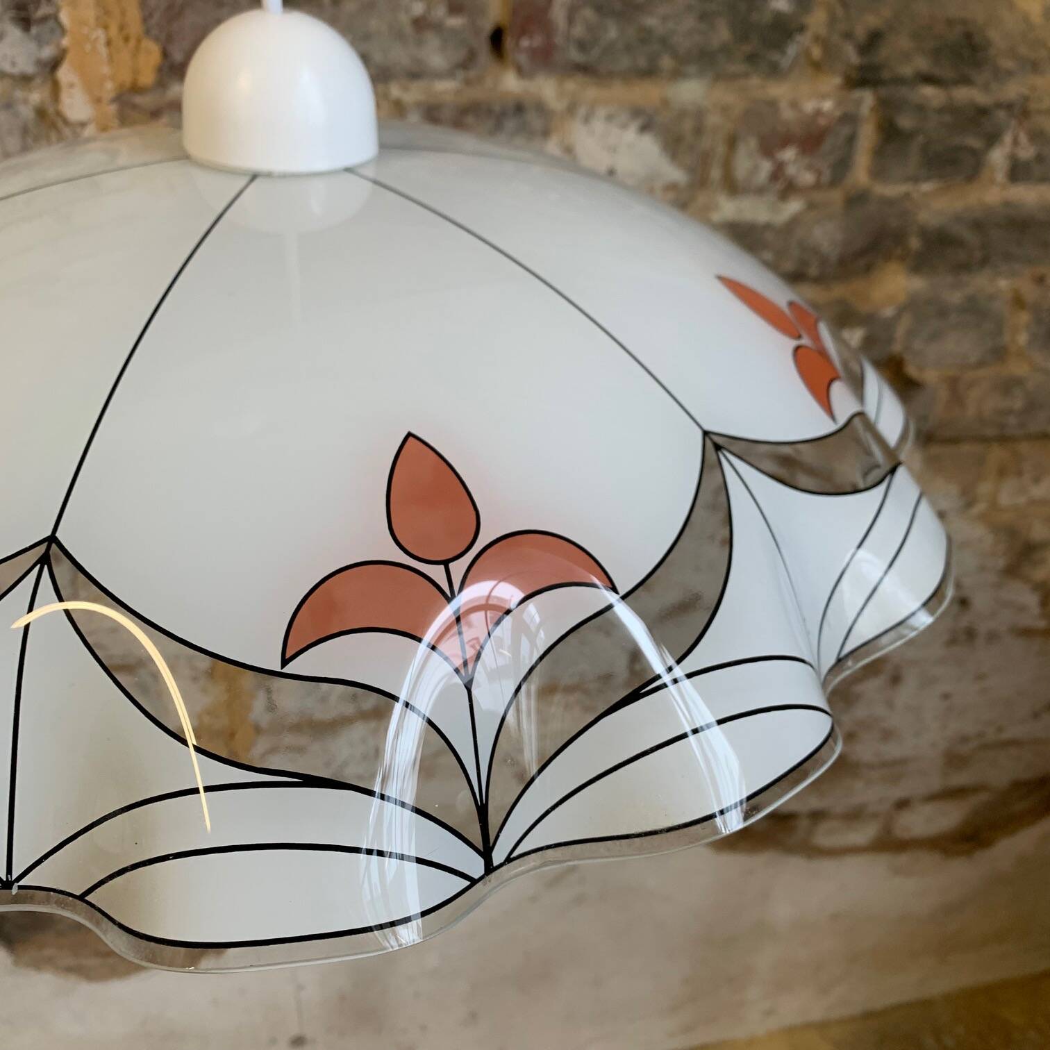 Glass pendant light from the 1980s, Yugoslavia