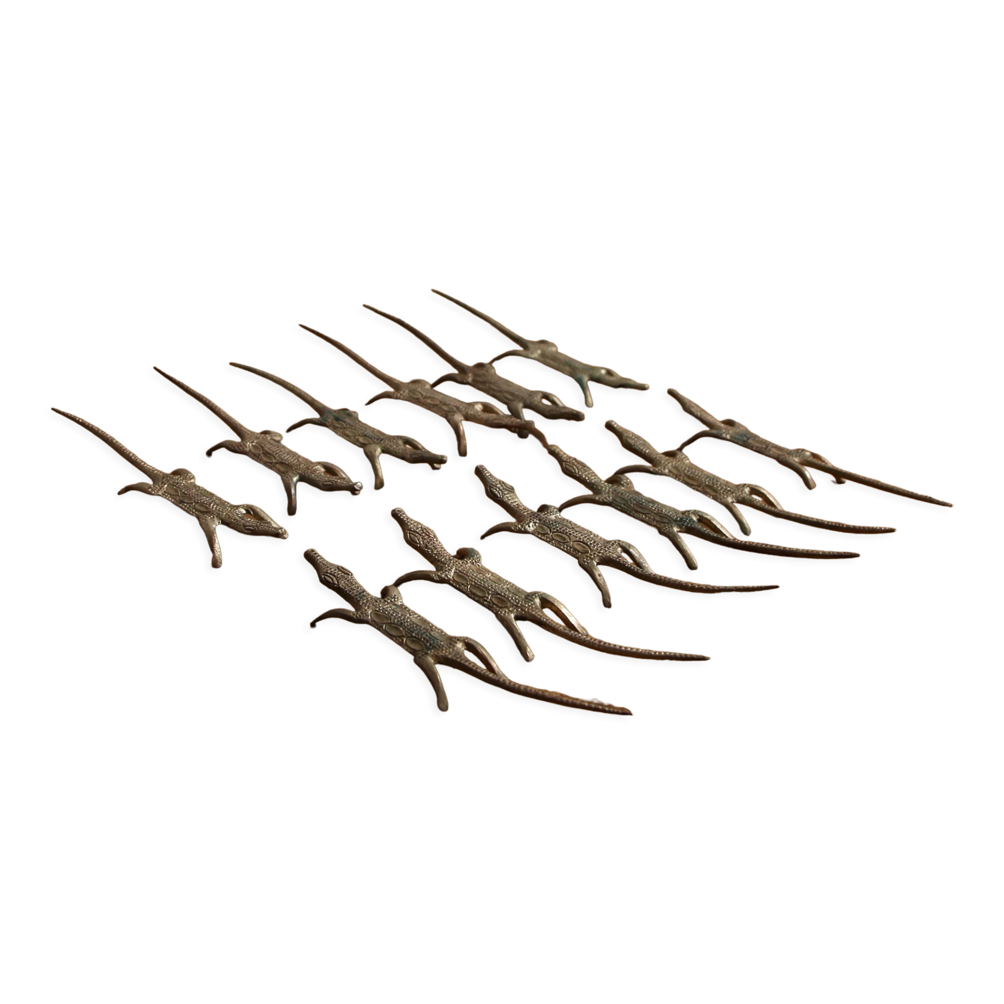 Brass crocodile knife holder