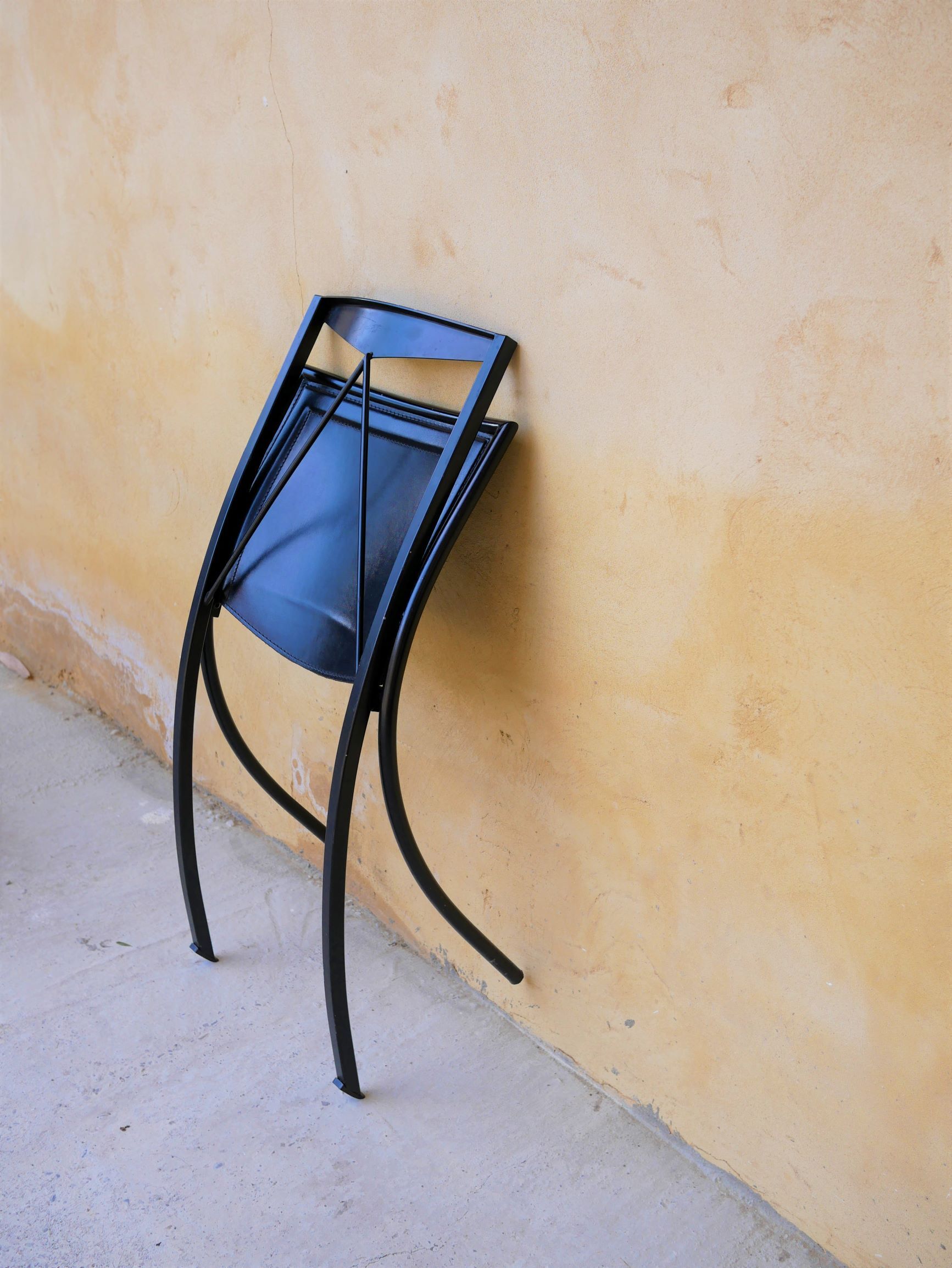 Chair by Cattelan Italia folding vintage leather and metal