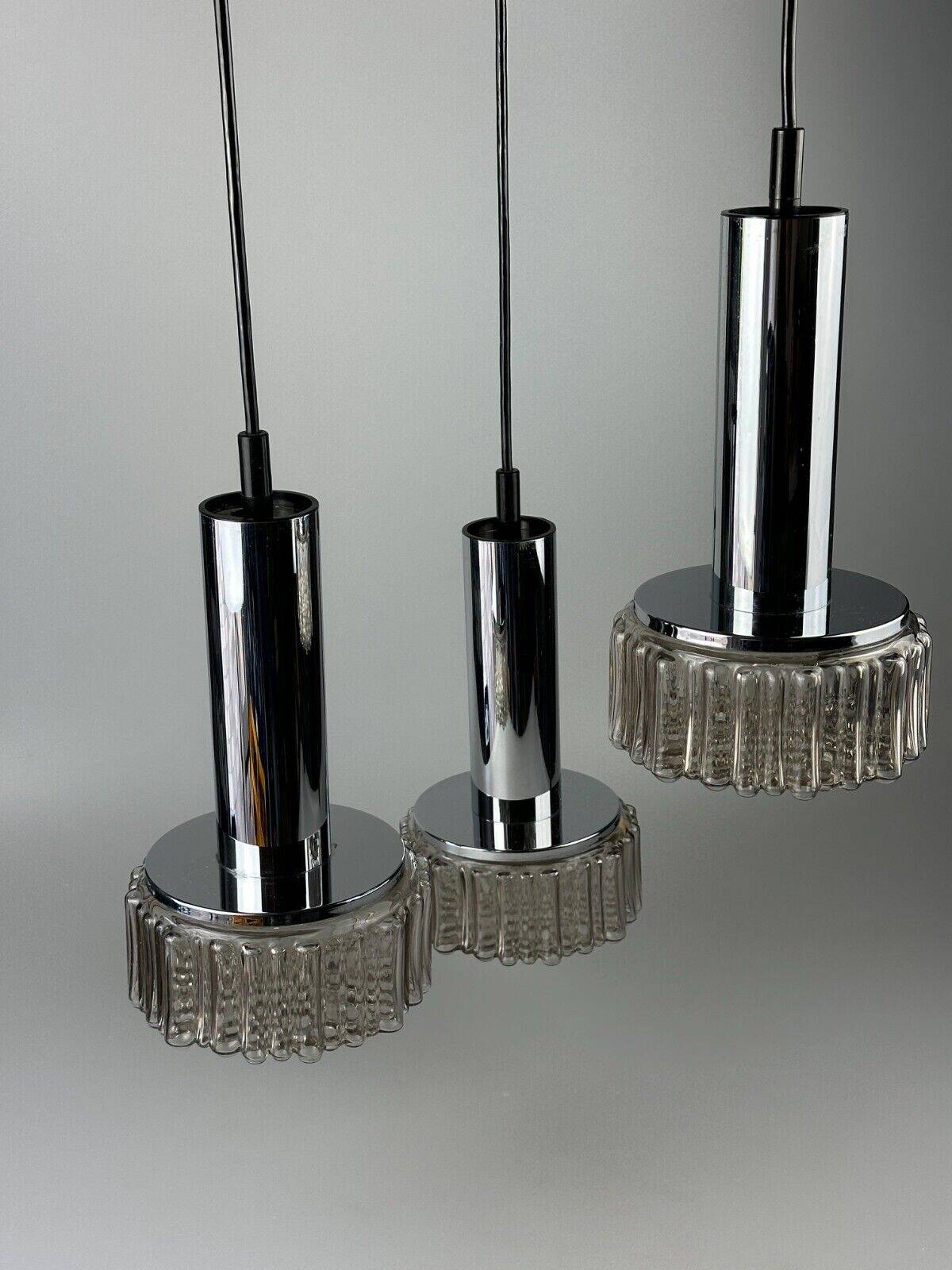 60s 70s 3-flame cascade lamp from Staff Leuchten Germany chrome glass