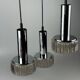 60s 70s 3-flame cascade lamp from Staff Leuchten Germany chrome glass