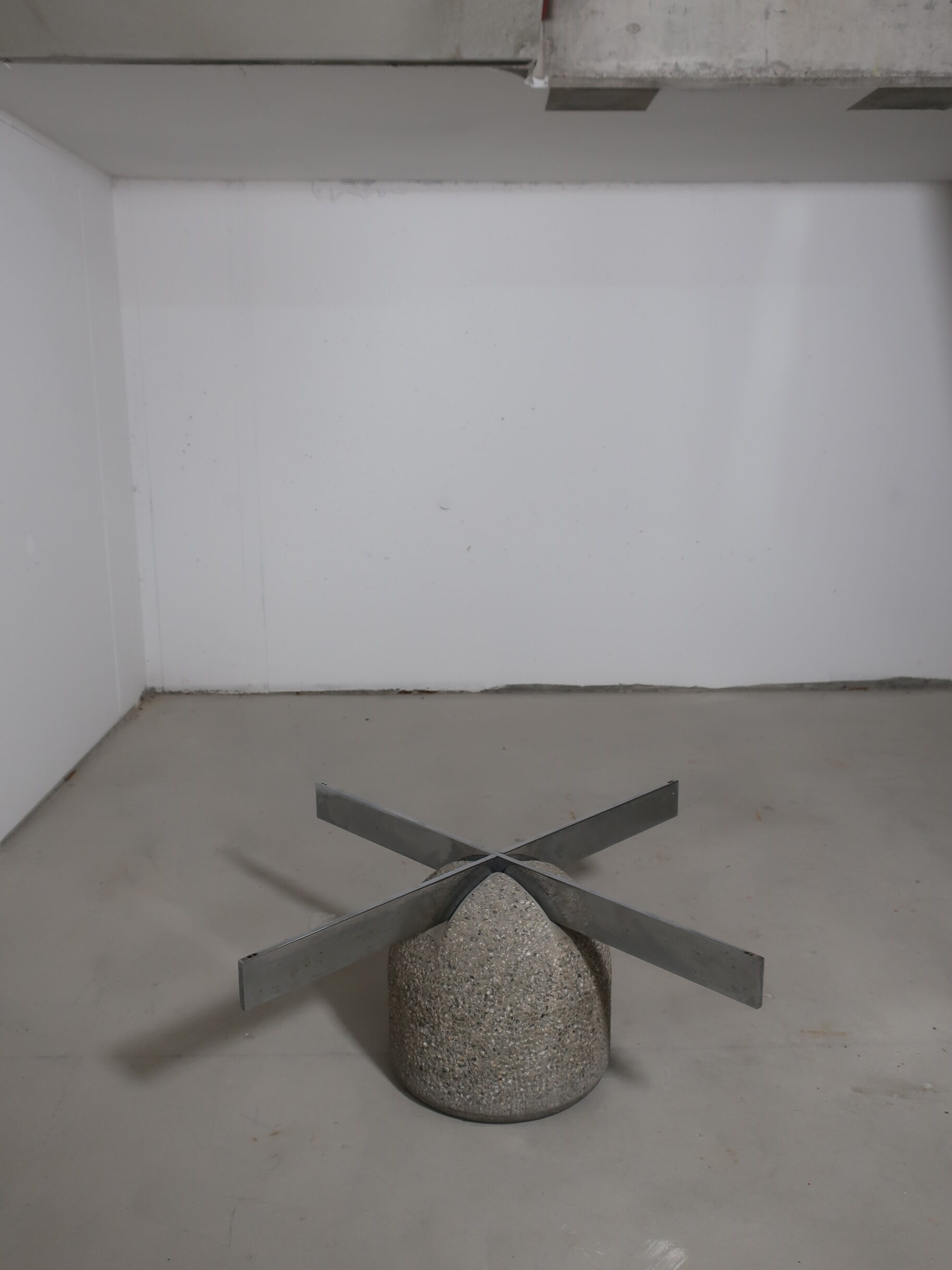 80s glass and bubbly concrete table