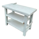 Light blue painted wooden workbench