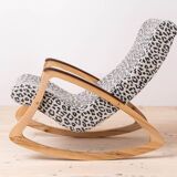 Mid Century Modern Vintage Rocking Chair, Czechoslovakia, 1950s, Reupholstered
