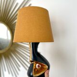 Vintage 50s black and gold ceramic lamp
