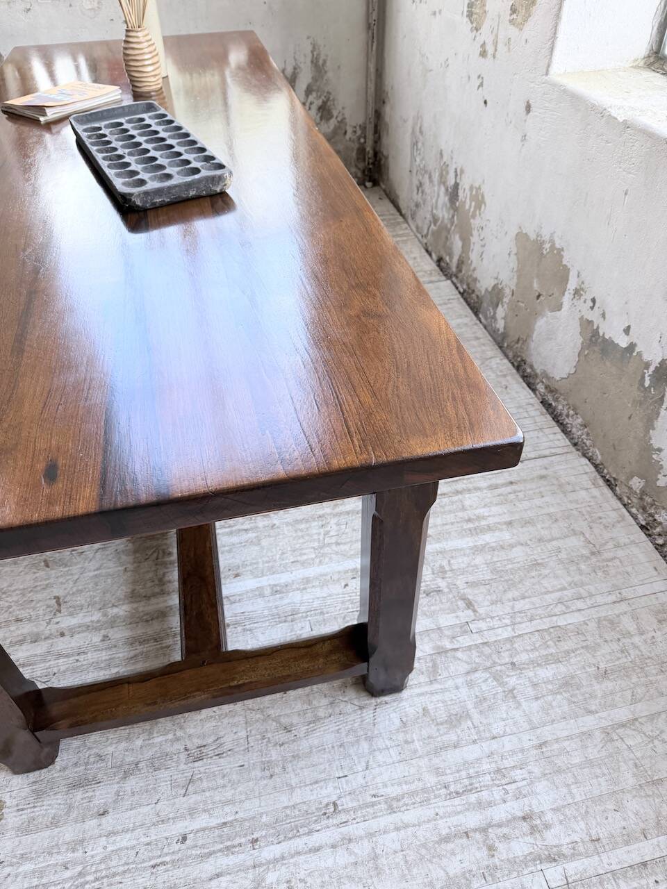 Table de ferme campagne noyer massif XL 250cm